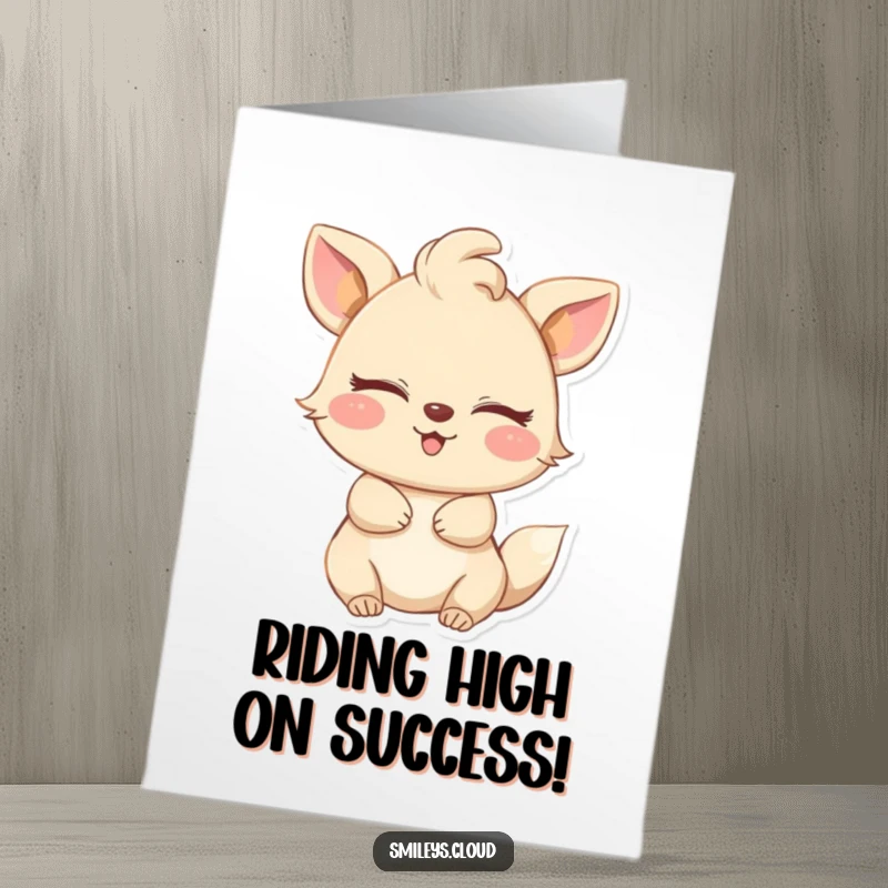 Funny Free Printable Congrats Card: An ecstatic animal with eyes shut tight, feeling a delightful breeze, perfect for celebration.