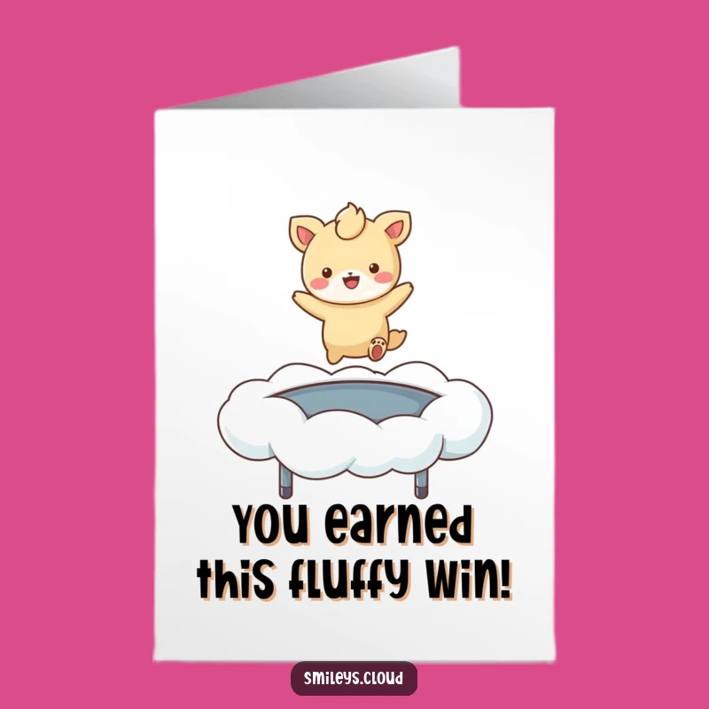 Free Printable Congrats Card: Joyful Animal Cloud Bounce - Humorous Downloadable Greeting!