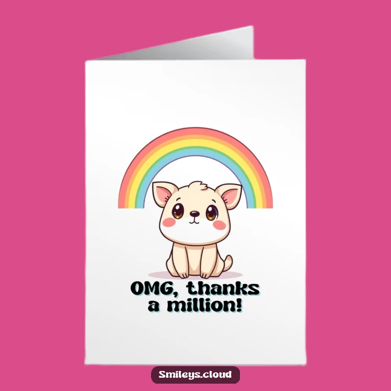 Amusing Free Printable Thank You Card: Surprised Animal Rainbow Funny Downloadable Gift