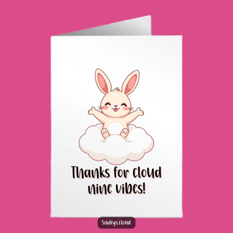 Free Printable Bunny Cloud Thank You Card: Funny Downloadable Gift Greeting