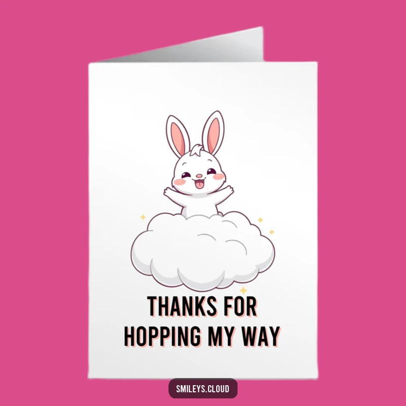 Free Printable Funny Bunny Thank You Card: Cloud Bouncing Gratitude Downloadable DIY Gift