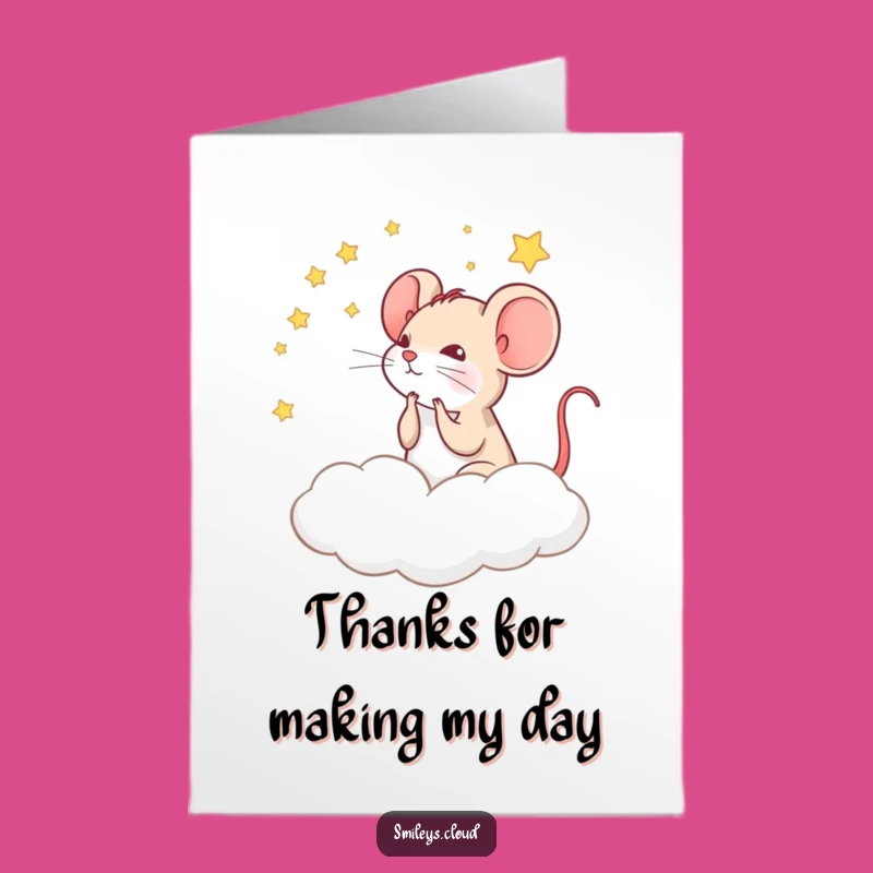 Free Printable Mouse Thank You Card: Funny Starry Cloud Downloadable Gift