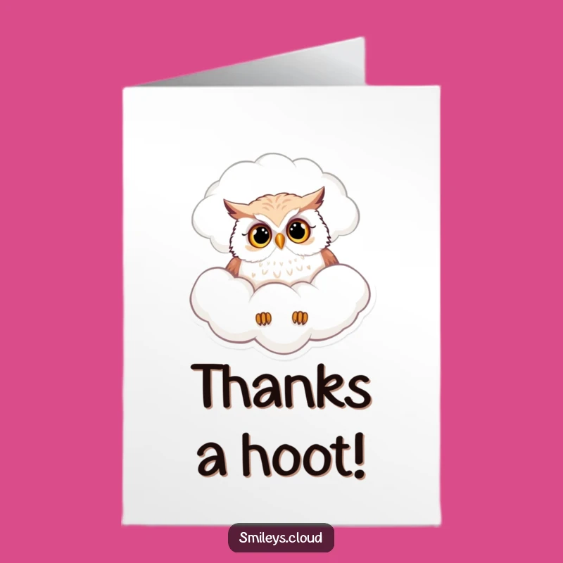 Free Printable Thank You Card: Owl's Cloud Gratitude Peek Greeting