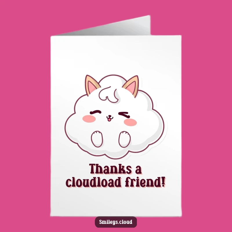 Free Printable Thank You Card: Winking Cloud Animal - Humorous Downloadable Gratitude