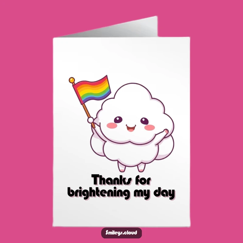 Free Printable Cloud Thank You Card: Rainbow Flag Gratitude Gift