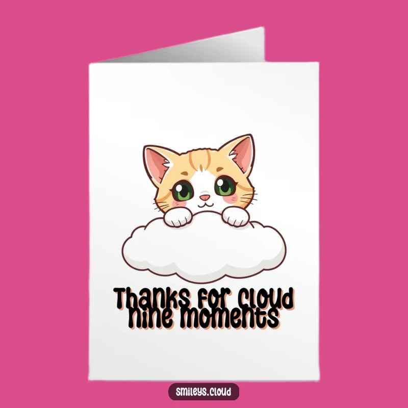 Free Printable Thank You Card: Curious Cat Cloud Peek Funny Downloadable Gift