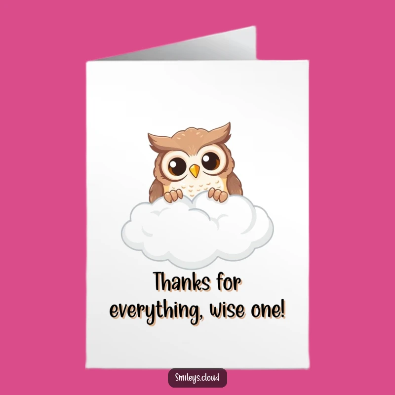 Free Printable Owl Cloud Thank You Card: Funny Downloadable Gift Greeting