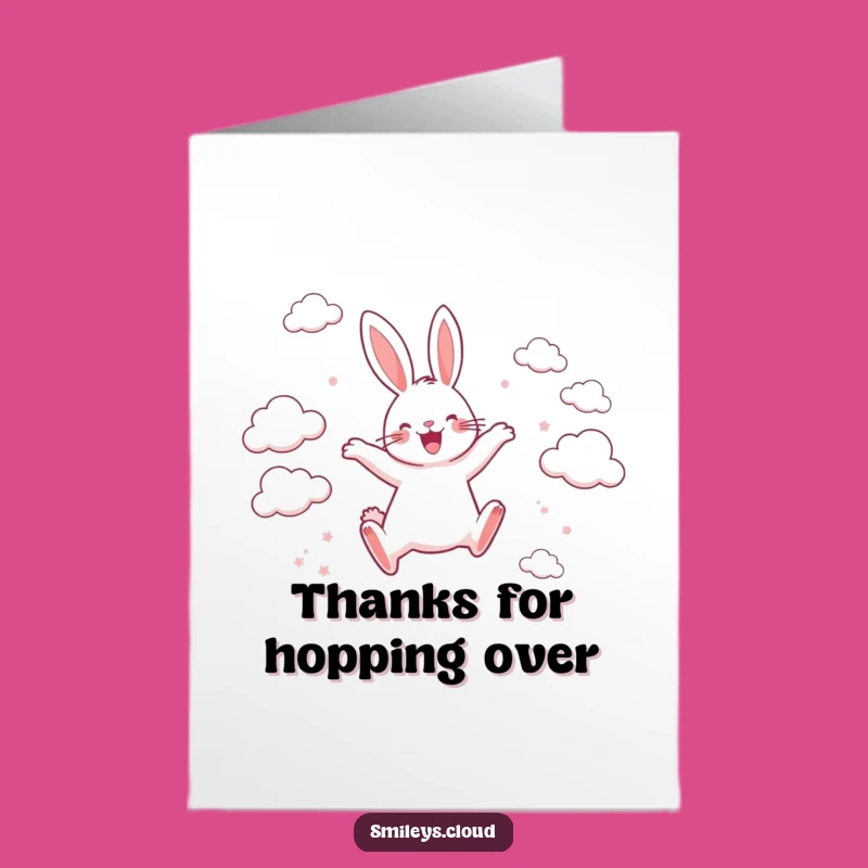 Free Printable Rabbit Thank You Card: Bouncing Thanks Downloadable Gift