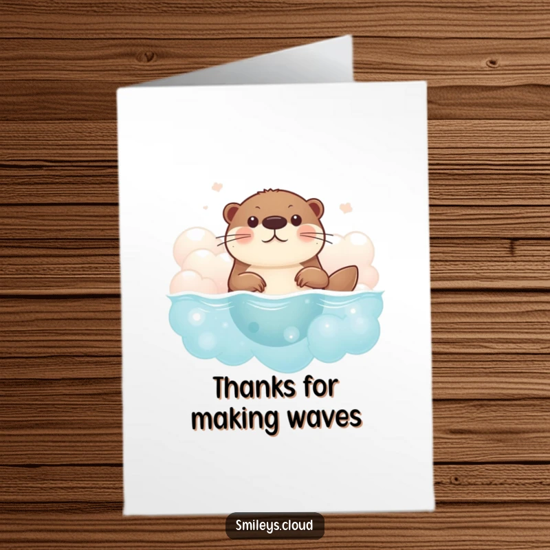 Funny Free Printable Thank You Card showcasing a brave otter navigating through clouds, conveying heartfelt thanks with a cheerful demeanor.