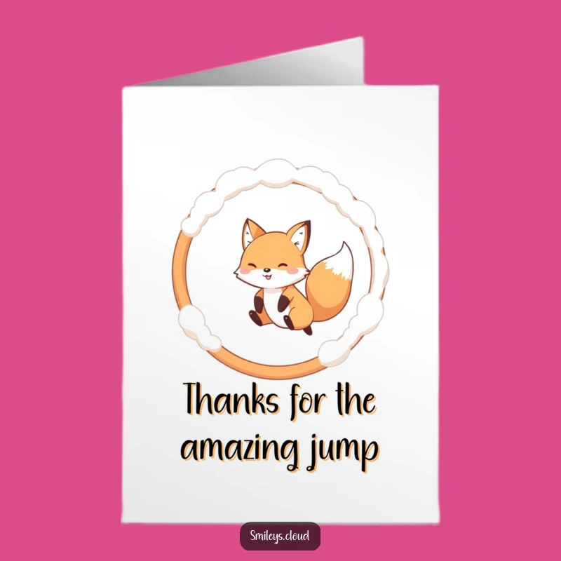 Free Printable Thank You Fox Jumping Hoop Card - Cheeky Downloadable Gift