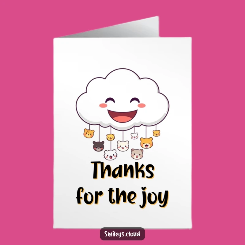 Free Printable Happy Animal Cloud Thank You Card - Sweet Downloadable Gift for Gratitude