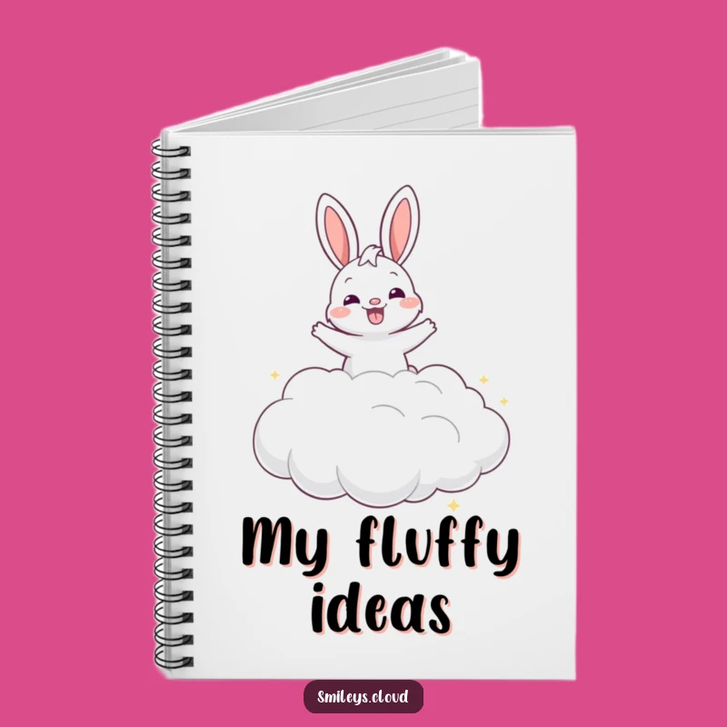 Funny Grinning Bunny Cloud Notebook - Jot Down Ideas with Happy Bounces Gift