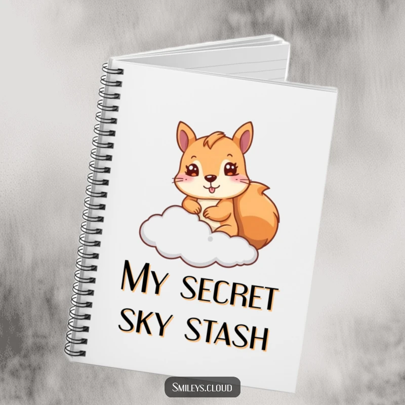 Funny Squirrel Notebook: A cute squirrel peeks from a cloud on this journal, perfect for jotting down funny thoughts and ideas.
