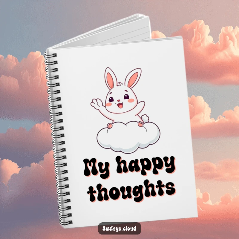 Funny Bunny Notebook: A happy bunny waves from a cloud on this journal, perfect for jotting down joyful thoughts and ideas.