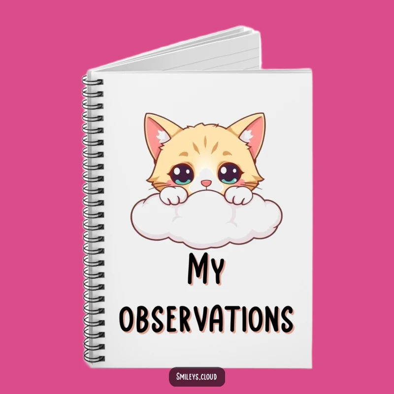 Funny Curious Cat Cloud Notebook - Wide-Eyed Journal for Cat Lovers