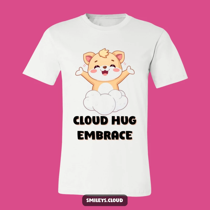 Feel the freedom and joy with this funny t-shirt! A happy animal floats effortlessly on a cloud, arms spread wide in delight.