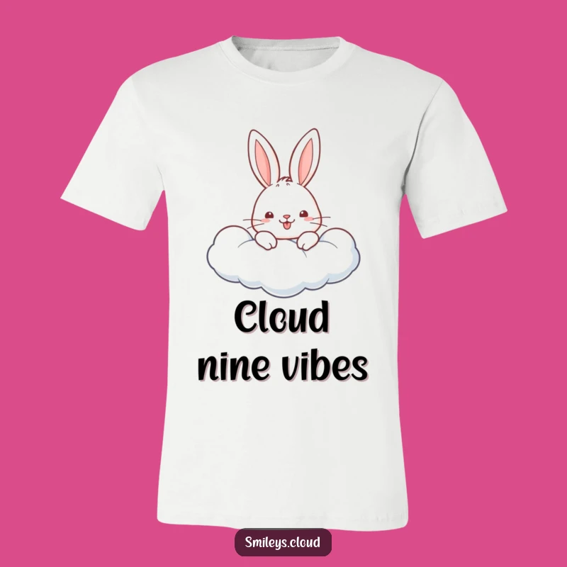 Wear your happiness on your sleeve with this funny rabbit t-shirt. A cheerful bunny peeks out from a cloud, bringing smiles.