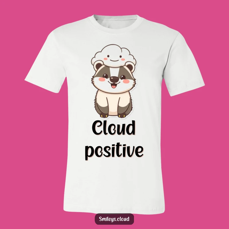 Wear your happiness with this funny t-shirt featuring a cheerful badger and its smiling cloud. Soft, comfortable, and full of good vibes.