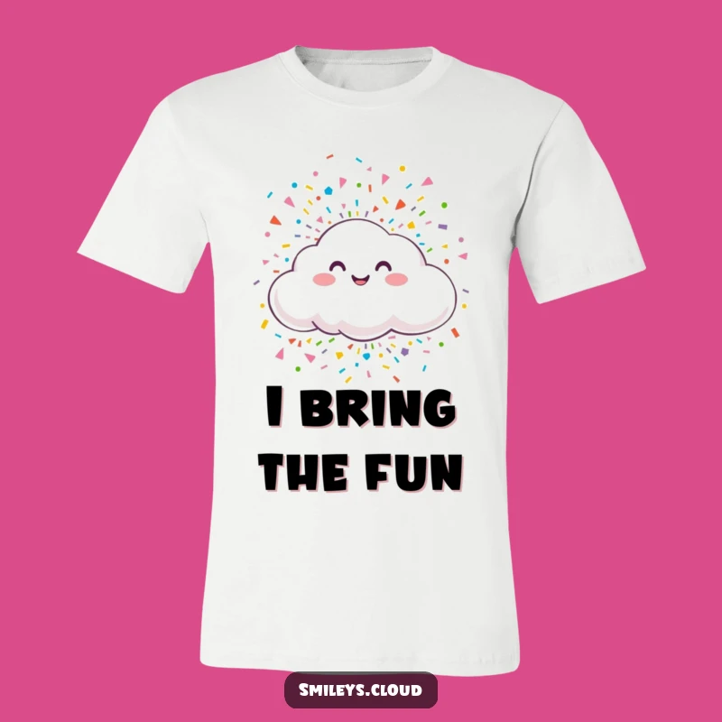 Funny Smiling Cloud Confetti T-Shirt - Party Vibe Funny Gift Tee