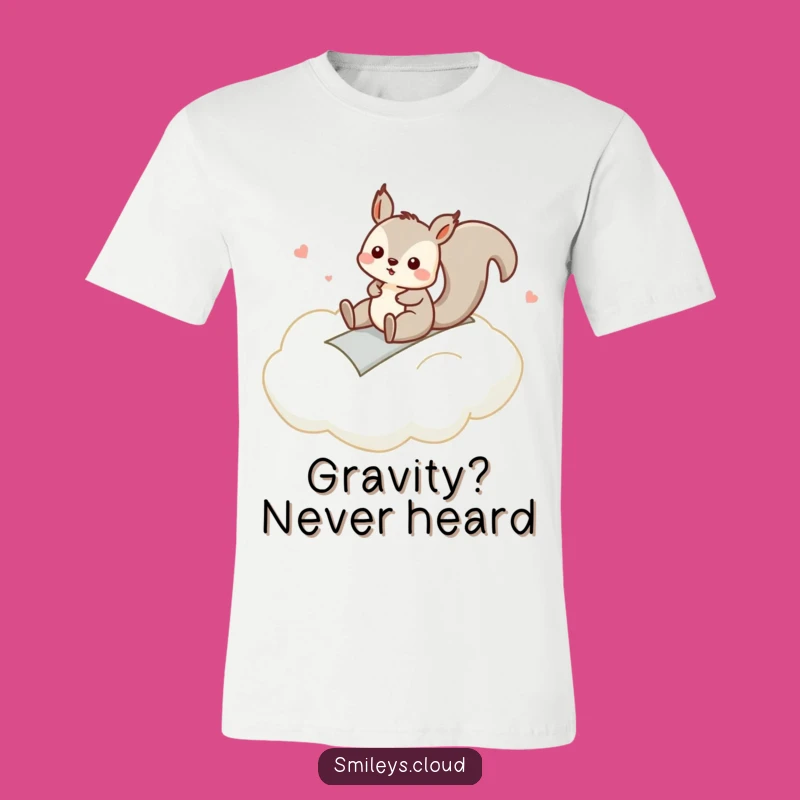 Show off your playful spirit with this funny t-shirt featuring a squirrel having a blast sliding down a cloud. A super fun and funny gift for anyone who loves adventure.