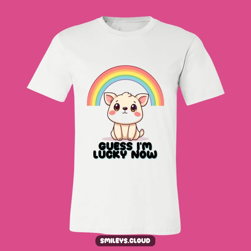 Show off your surprised side with this tee! A funny animal's wide-eyed wonder at a spectacular rainbow makes this a conversation starter.
