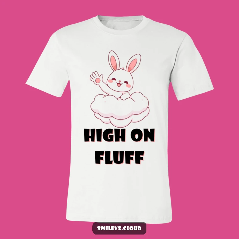 Funny Bunny Cloud T-Shirt: Cheerful Floating Character Wearing a Happy Smile