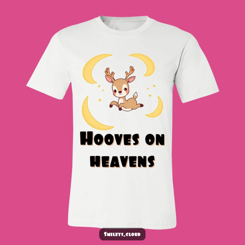 Show off your enchanting spirit with this whimsical tee. It features a deer mid-leap in a celestial dance.