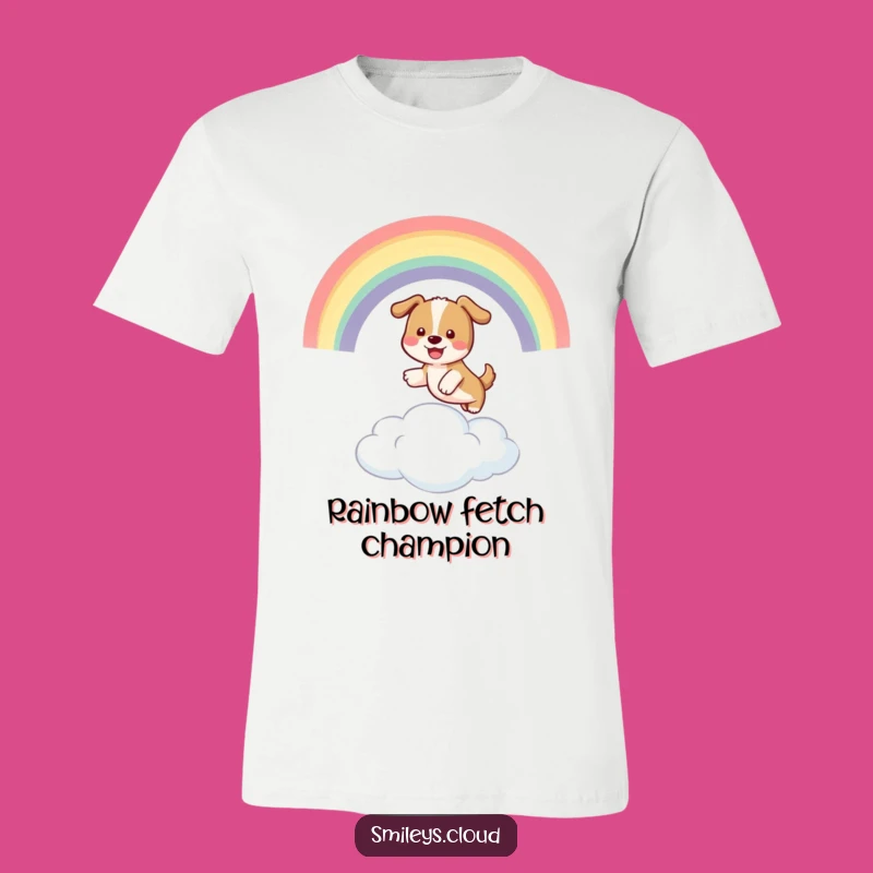 Funny Dog Rainbow Cloud T-Shirt: Playful Strides, Hilarious Gift