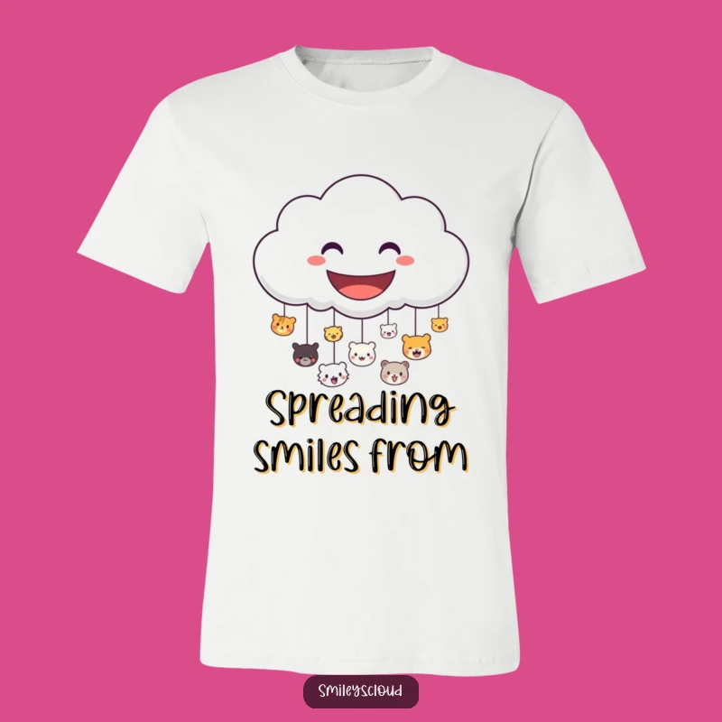 Funny Cloud T-Shirt: Raining Happy Animal Faces Graphic Tee, Joyful Gift