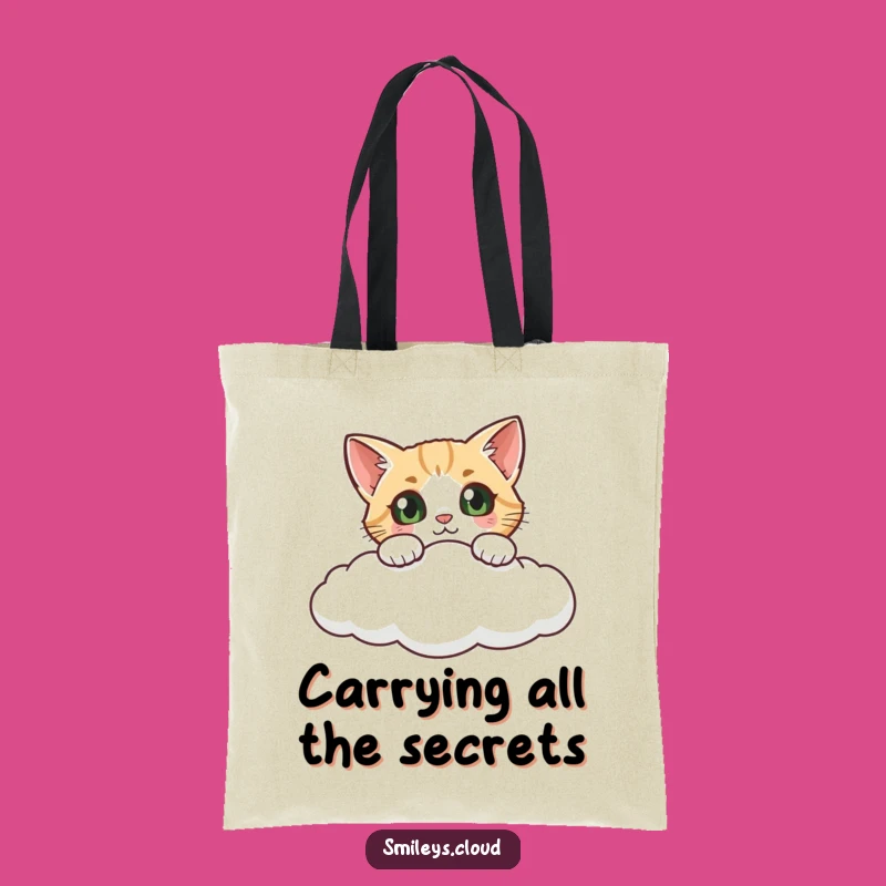 Funny Curious Cat Cloud Tote Bag: Carry Your Essentials with Whimsical Charm