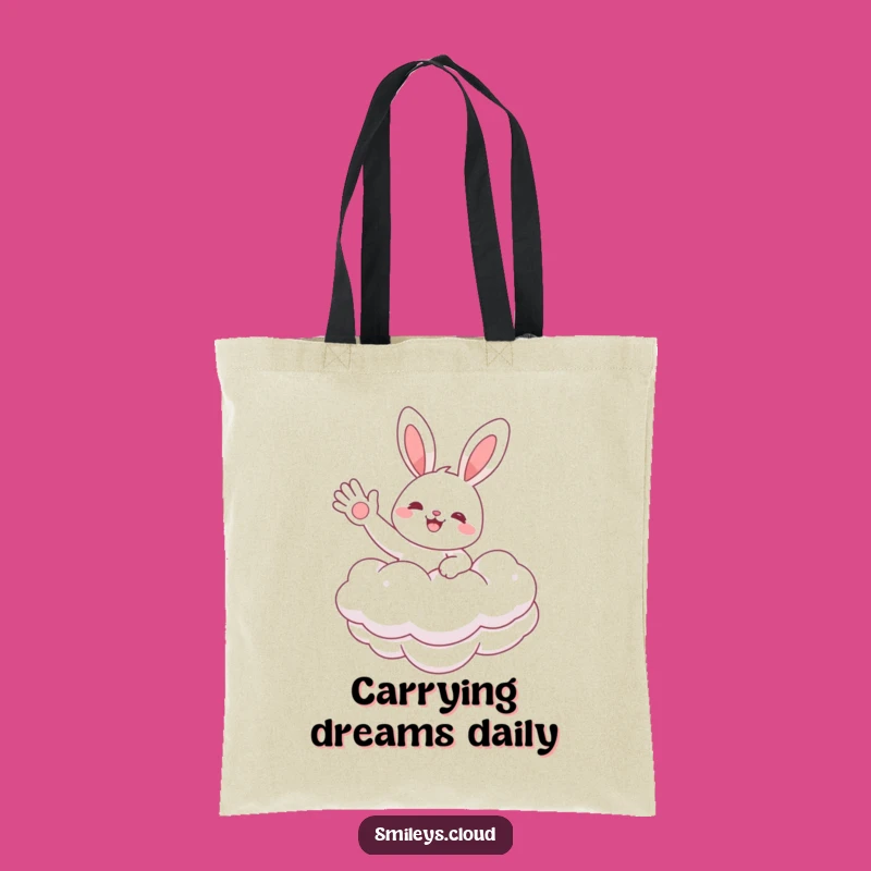 Funny Bunny Cloud Tote Bag: Cheerful Floating Character, Stylish Funny Gift