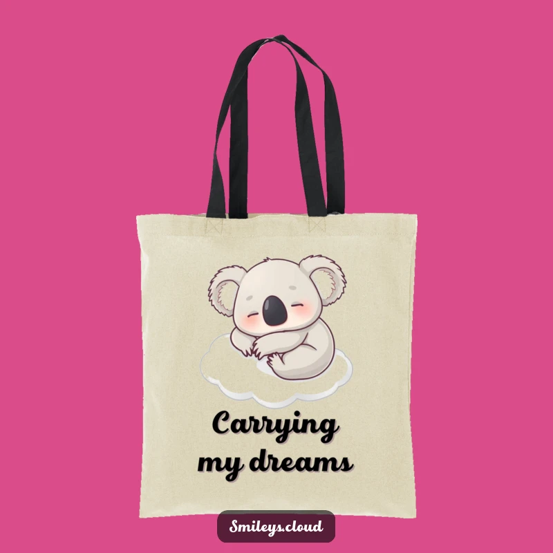 Your snacks deserve a sleepy guardian. This tote bag features a koala ready for a long nap.