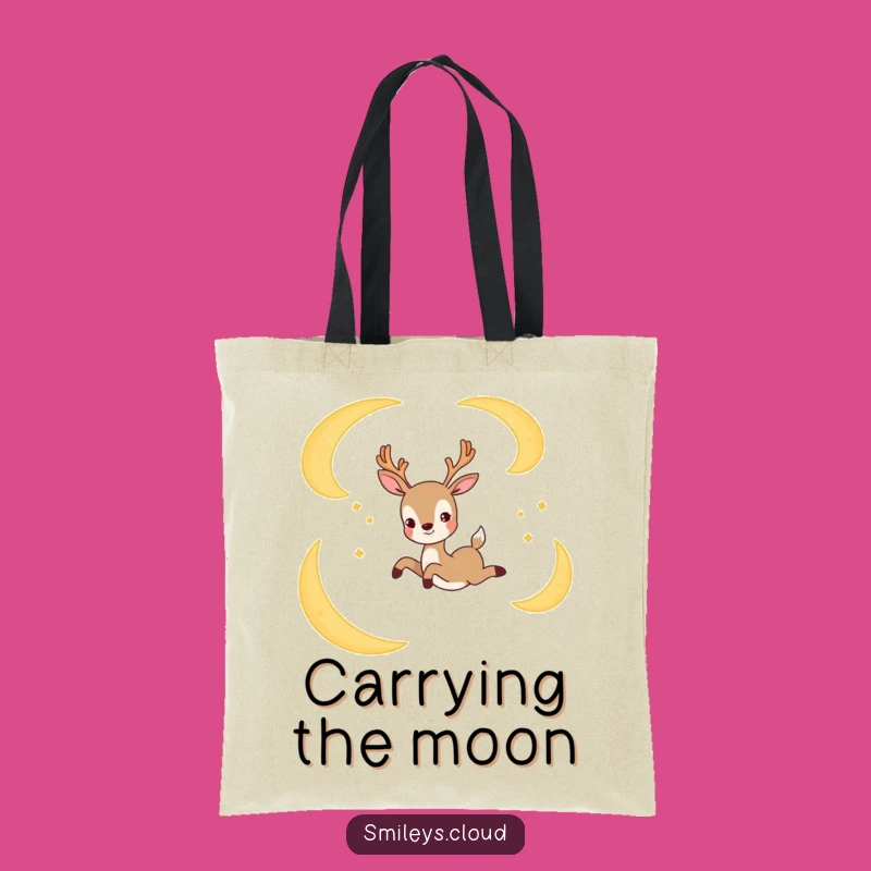Funny Joyful Deer Moon Tote Bag - Carry Your Magic Everywhere!