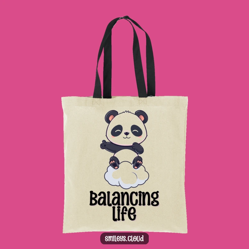 Funny Panda Tote Bag: Determined Panda Balancing on Cloud, Practical Funny Gift