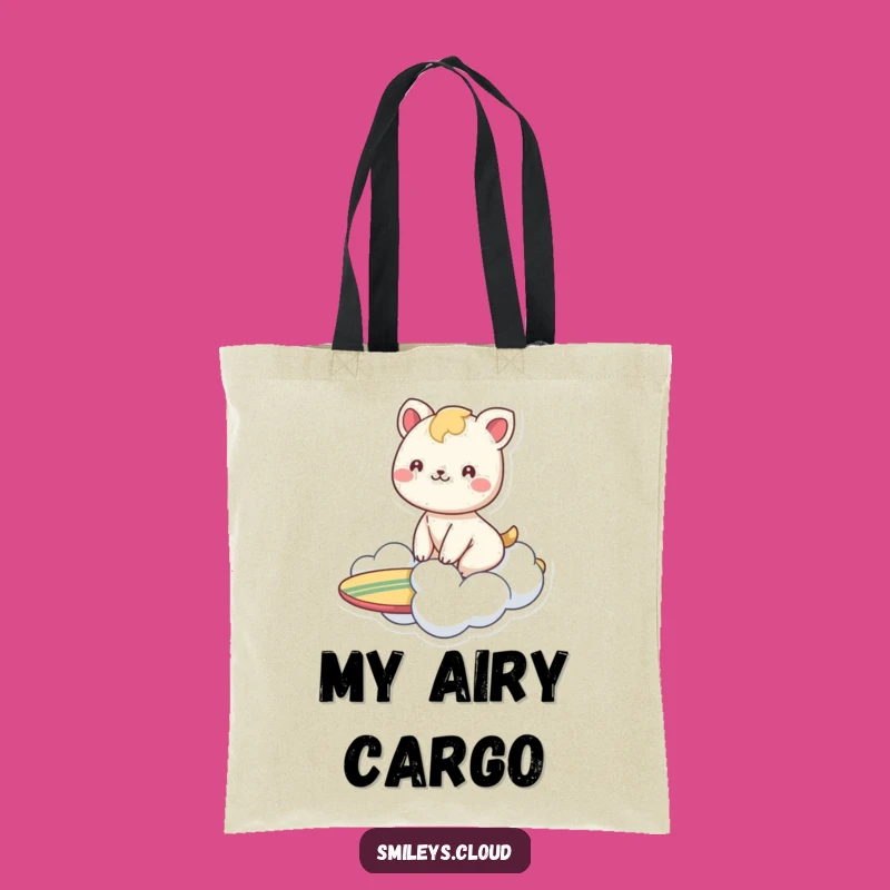 Funny Animal Cloud Surf Tote Bag: Carry Your Sunshine with Cartoon Style
