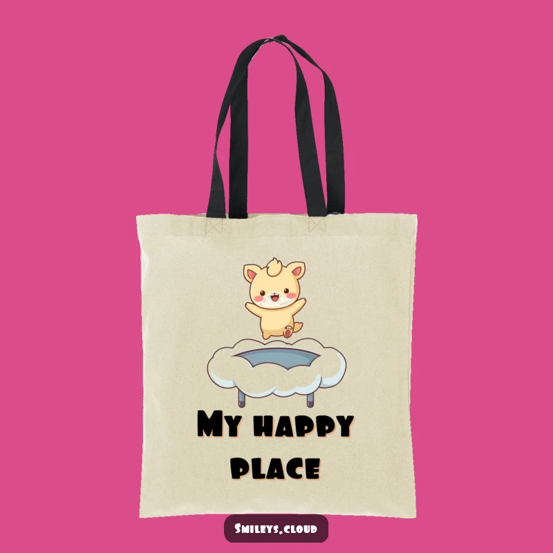 Funny Cloud Bouncer Animal Tote Bag: Joyful Pet Trampoline Carryall, Chic Comedic Style