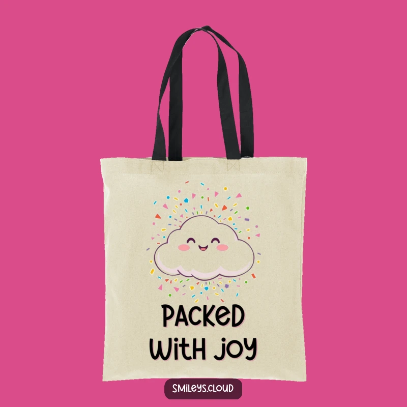Funny Smiling Cloud Confetti Tote Bag - Carry The Party Funny Gift